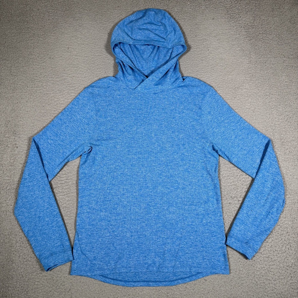 Lululemon Hoodie Mens Small Blue Pullover Performance Stretch Wicking Logo Gym